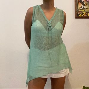 🌸 Vintage Y2K Crochet Knit Fairy Boho Asymmetrical Top